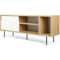 TemaHome Dann tvbord i metal og MDF B201 cm - Sort/Mat hvid/Eg
