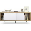 TemaHome Dann tvbord i metal og MDF B201 cm - Sort/Mat hvid/Eg