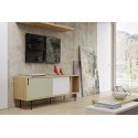 TemaHome Dann tvbord i metal og MDF B165 cm - Sort/Mat hvid/Eg