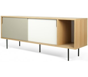 TemaHome Dann tvbord i metal og MDF B165 cm - Sort/Mat hvid/Eg 2