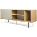 TemaHome Dann tvbord i metal og MDF B165 cm - Sort/Mat hvid/Eg