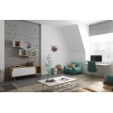 TemaHome Dann tvbord i metal og MDF B165 cm - Sort/Mat hvid/Eg