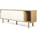 TemaHome Dann tvbord i metal og MDF B165 cm - Sort/Mat hvid/Eg