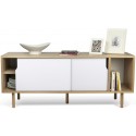 TemaHome Dann tvbord i metal og MDF B165 cm - Sort/Mat hvid/Eg
