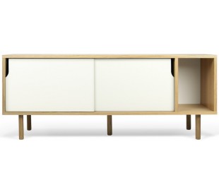 TemaHome Dann tvbord i metal og MDF B165 cm - Sort/Mat hvid/Eg