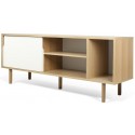 TemaHome Dann tvbord i metal og MDF B165 cm - Sort/Mat hvid/Eg