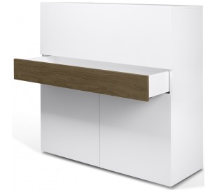 TemaHome Focus arbejdsstation i finér H109 x B110 cm - Mat hvid/Eg 2