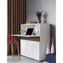 TemaHome Focus arbejdsstation i finér H109 x B110 cm - Mat hvid/Eg