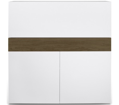 TemaHome Focus arbejdsstation i finér H109 x B110 cm - Mat hvid/Eg