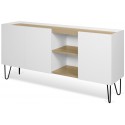 TemaHome Nina tvbord i metal og finér B140 cm - Sort/Mat hvid/Eg