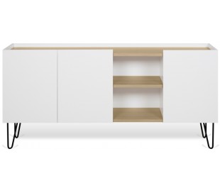 TemaHome Nina tvbord i metal og finér B140 cm - Sort/Mat hvid/Eg 2