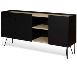 TemaHome Nina sideboard i metal og finér B180 cm - Sort/Mat hvid/Eg