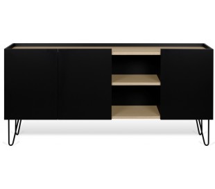 TemaHome Nina sideboard i metal og finér B180 cm - Sort/Mat hvid/Eg 2
