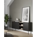 TemaHome Nina sideboard i metal og finér B180 cm - Sort/Mat hvid/Eg