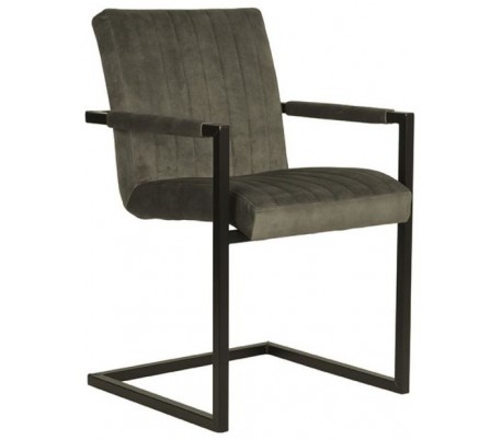 Milo spisesbordsstol i velour og metal H85 cm - Industriel sort/Rust