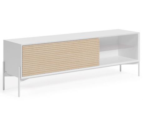 Savoi tvbord i mdf og egetræsfinér B170 cm - Sort/Natur