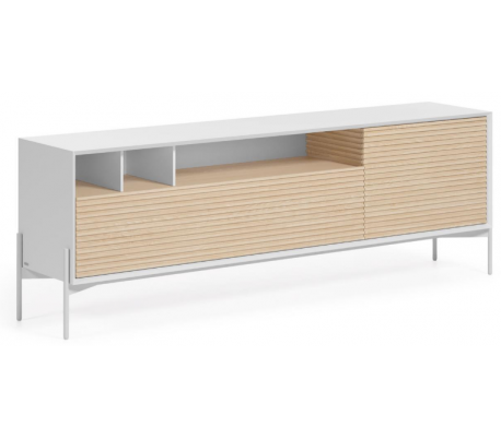 Marielle tvbord i mdf og askfinér B167 cm - Hvid/Natur