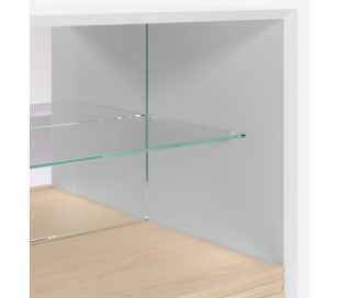 Marielle vitrineskab i mdf og askfinér H141 cm - Hvid/Natur 2