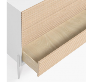 Marielle kommode i mdf og askfinér H142 cm - Hvid/Natur 2