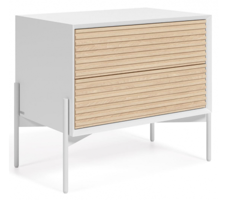 Marielle kommode i mdf og askfinér H76 cm - Hvid/Natur