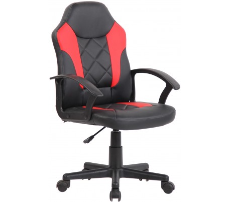 Kontorstol i kunstlæder H90 - 102 cm - Sort/Blå