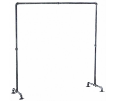 Industrielt tøjstativ H150 x B150 cm - Antik sølvgrå