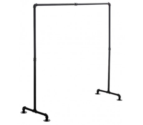 Industrielt tøjstativ H150 x B150 cm - Antik sølvgrå