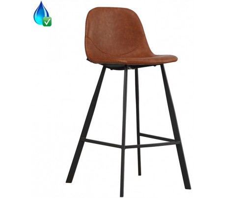 Luke Barstol i øko-læder H90 cm - Sort/Antracit