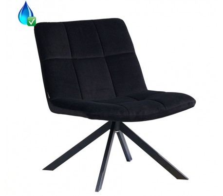 Eevi rotérbar loungestol i velour H82 cm - Sort/Mørkegrøn