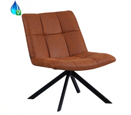 Eevi rotérbar loungestol i øko-læder H82 cm - Sort/Antracit