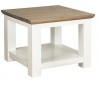 Rustikt sofabord i mdf og egetræ 60 x 60 cm - Antik hvid/Eg