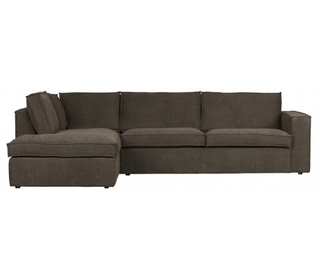 Freddie sofa med chaiselong i tekstil 283 x 197 cm - Varm grøn