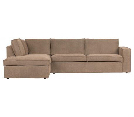 Freddie sofa med chaiselong i tekstil 283 x 197 cm - Brun