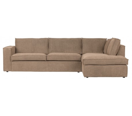 Freddie sofa med chaiselong i tekstil 283 x 197 cm - Brun