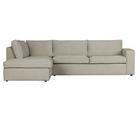 Freddie sofa med chaiselong i tekstil 283 x 197 cm - Leverbrun