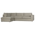 Freddie sofa med chaiselong i tekstil 283 x 197 cm - Leverbrun