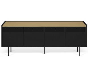 TemaHome Radio sideboard i metal og finér B160 cm - Sort/Mat sort/Eg