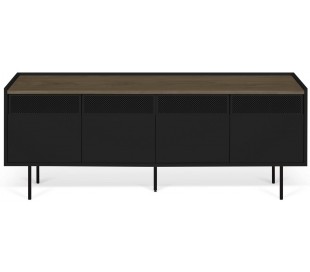 TemaHome Radio tvbord i metal og finér B160 cm - Sort/Mat sort/Eg