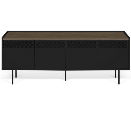 TemaHome Radio tvbord i metal og finér B160 cm - Sort/Mat sort/Eg