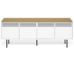 TemaHome Radio tvbord i metal og finér B160 cm - Sort/Mat sort/Eg