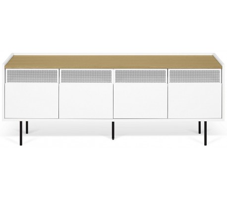 TemaHome Radio tvbord i metal og finér B160 cm - Sort/Mat sort/Eg