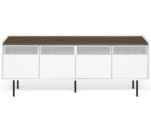 TemaHome Radio tvbord i metal og finér B160 cm - Sort/Mat hvid/Eg