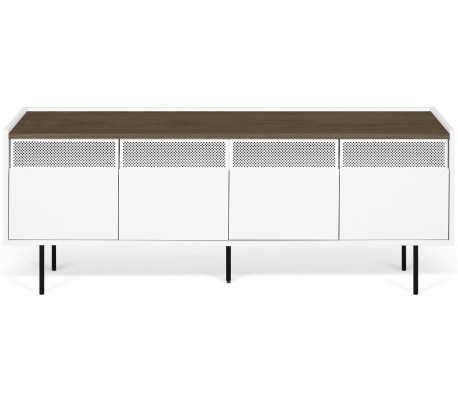 TemaHome Radio tvbord i metal og finér B160 cm - Sort/Mat hvid/Eg