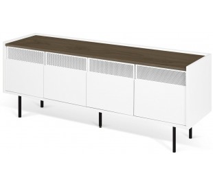 TemaHome Radio tvbord i metal og finér B160 cm - Sort/Mat hvid/Eg 2
