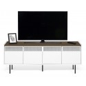 TemaHome Radio tvbord i metal og finér B160 cm - Sort/Mat hvid/Eg