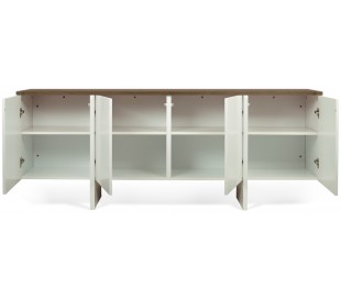 TemaHome Edge sideboard i finér B200 cm - Mat hvid/Eg 2