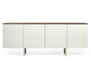 TemaHome Edge sideboard i finér B200 cm - Mat hvid/Eg