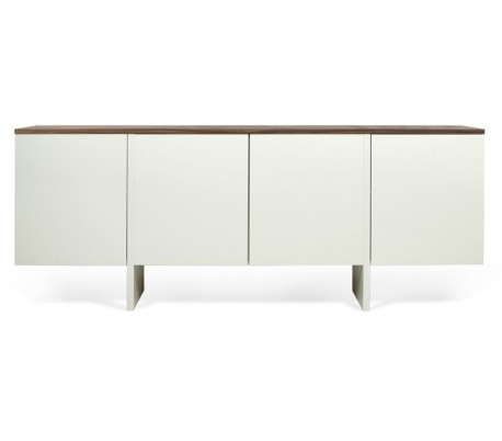 TemaHome Edge sideboard i finér B200 cm - Mat hvid/Eg