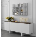 TemaHome Edge sideboard i finér B200 cm - Mat hvid/Eg
