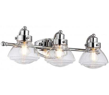 Scholar Badeværelseslampe i stål og glas B44,9 cm 2 x E27 - Poleret krom/Klar med dråbeeffekt